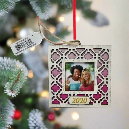 Chic Laser-Cut Wood 2020 Photo Frame Ornament