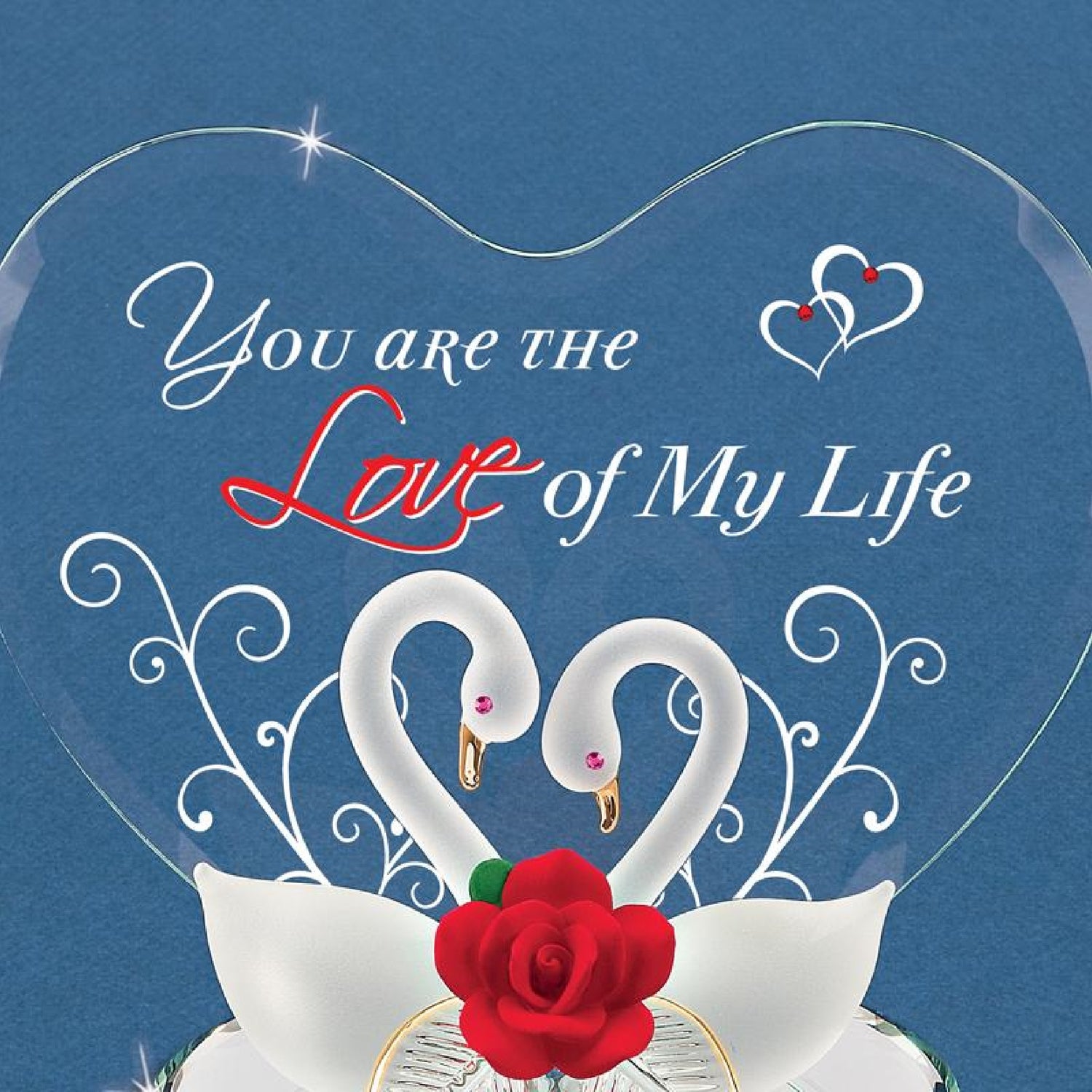 Glass Baron Swans "Love Of My Life" Plaque