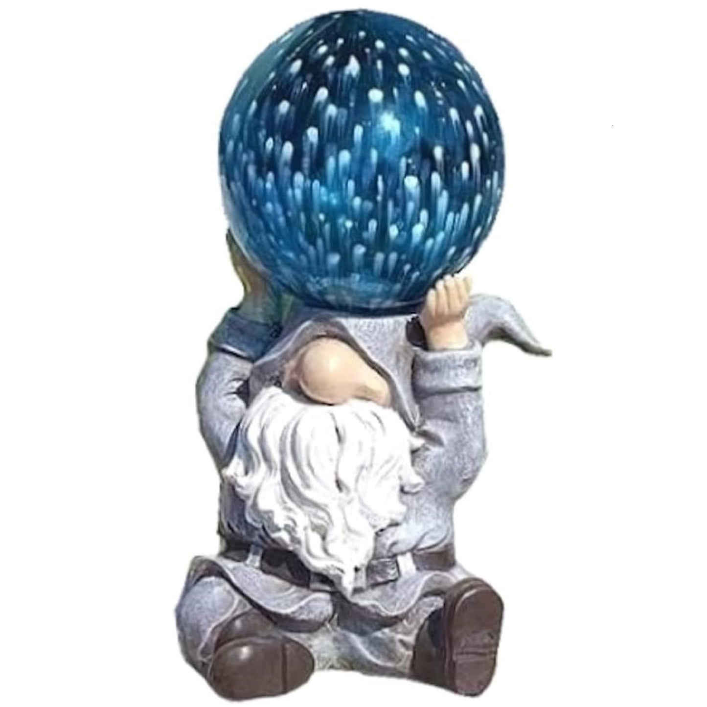 Roman Solar Powered Blue LED Sitting Gnome Outdoor