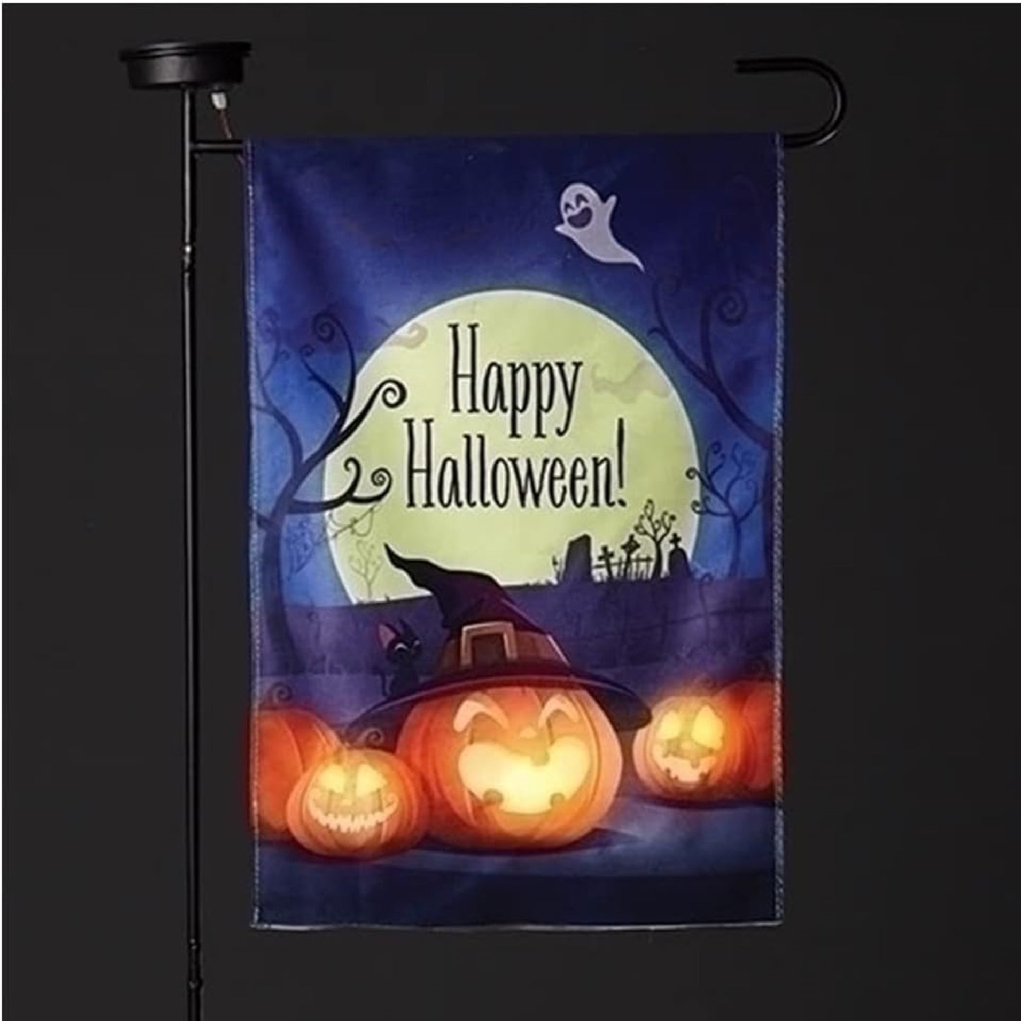 Roman 5 Solar Light Halloween Outdoor Decorative Flag with Yard Stake 39" H