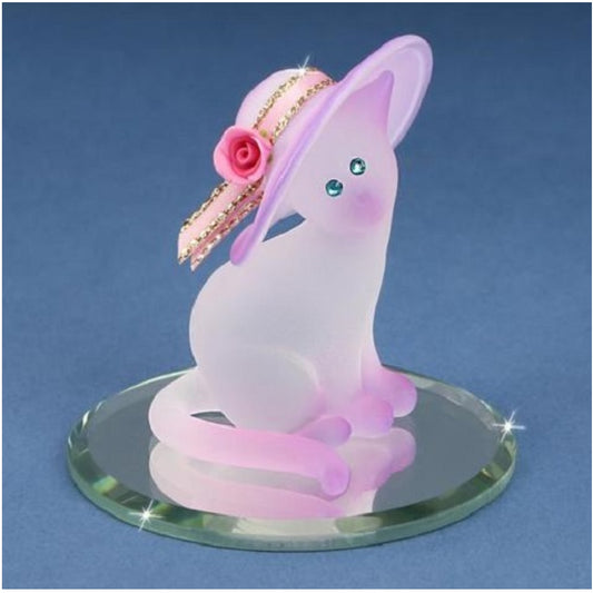 Glass Baron Pink Cat with Hat