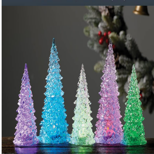 Roman Lighted 7" to 9" Multi Changing Color Christmas Trees Set of 5