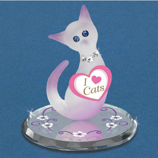 Glass Baron Pink Cat "I Love Cats" Figure