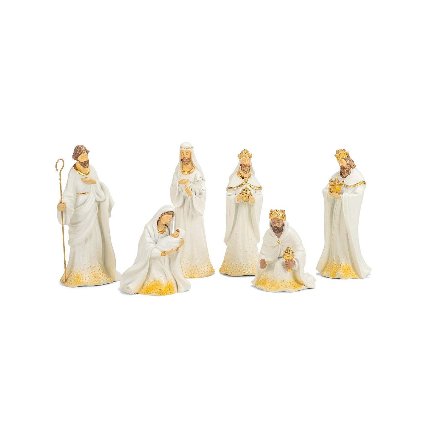 Roman Nativity Gold Dot Ivory with Triptych Backdrop Set of 9