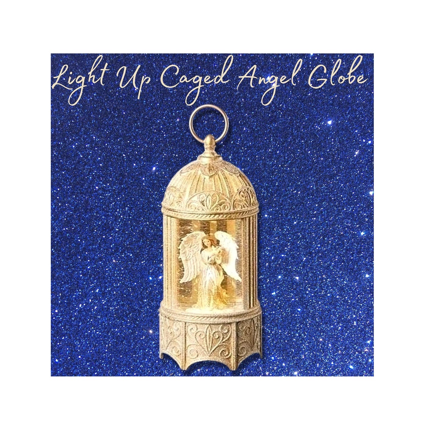 Roman Angel Holding Dove LED Swirl Birdcage Water Globe