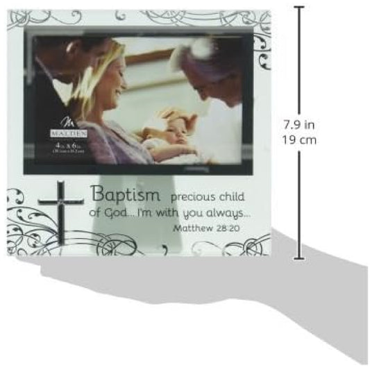 Malden Baptism Frosted Glass Photo Frame 4x6