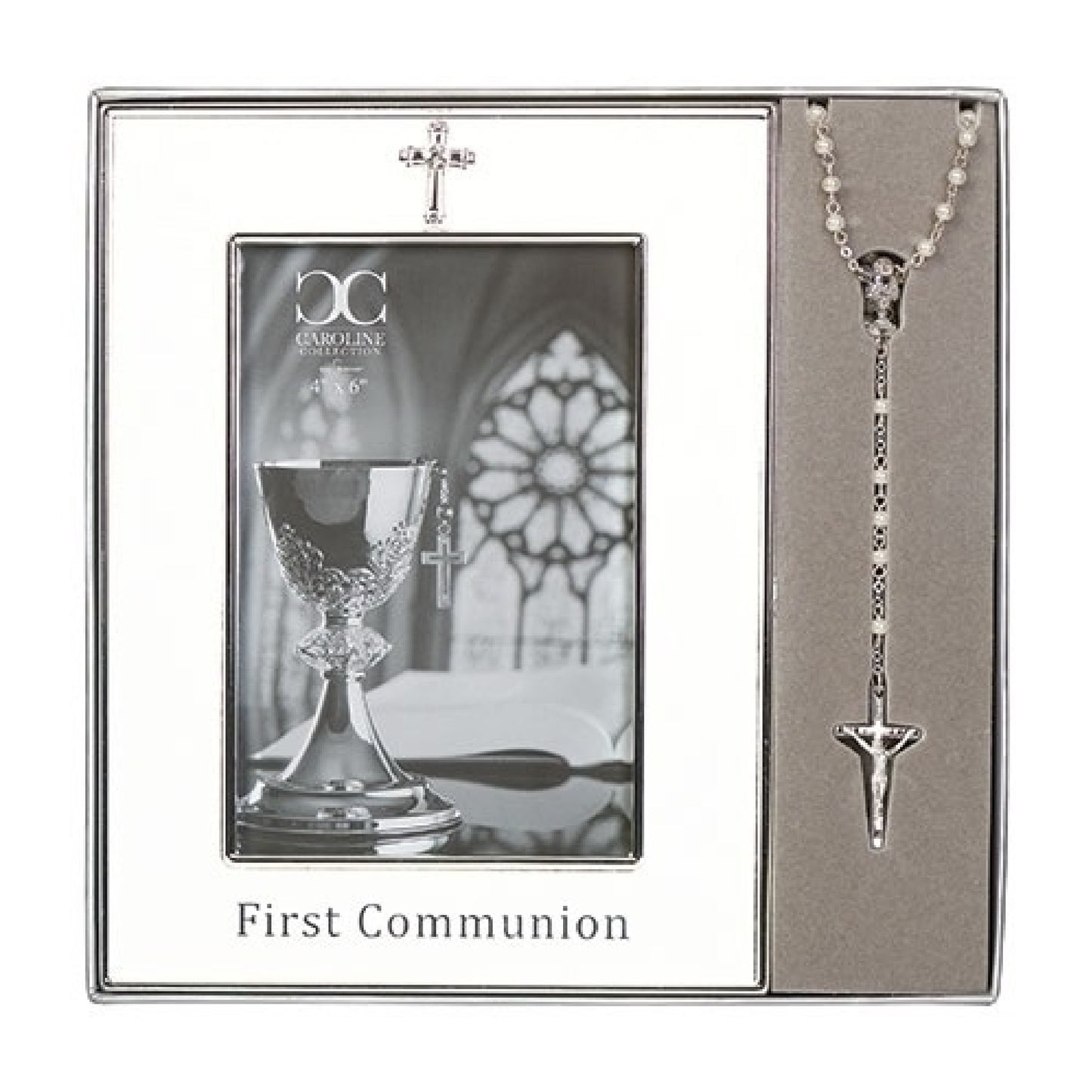 Ensemble cadre de communion et chapelet Caroline Collection