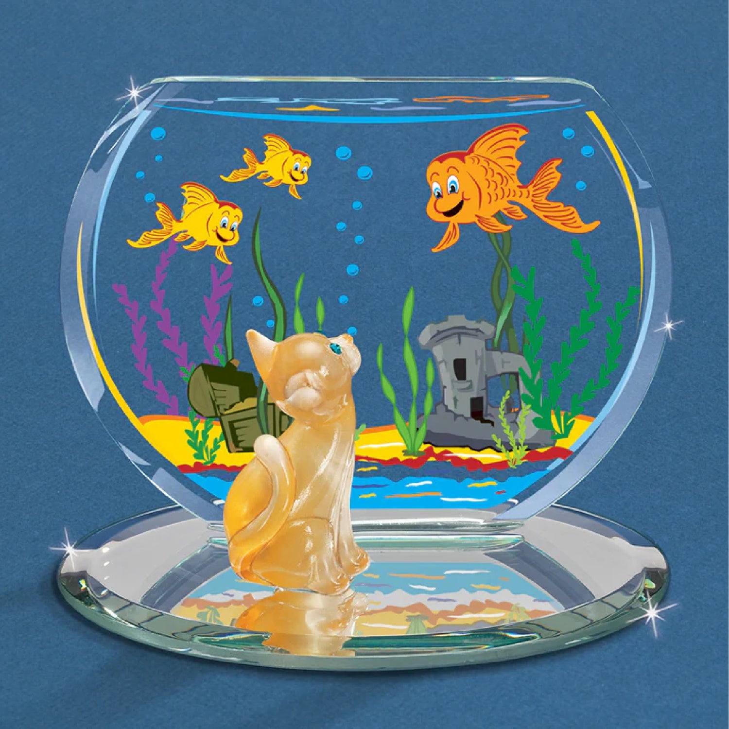 Glass Baron Cat & Fish Bowl Figure