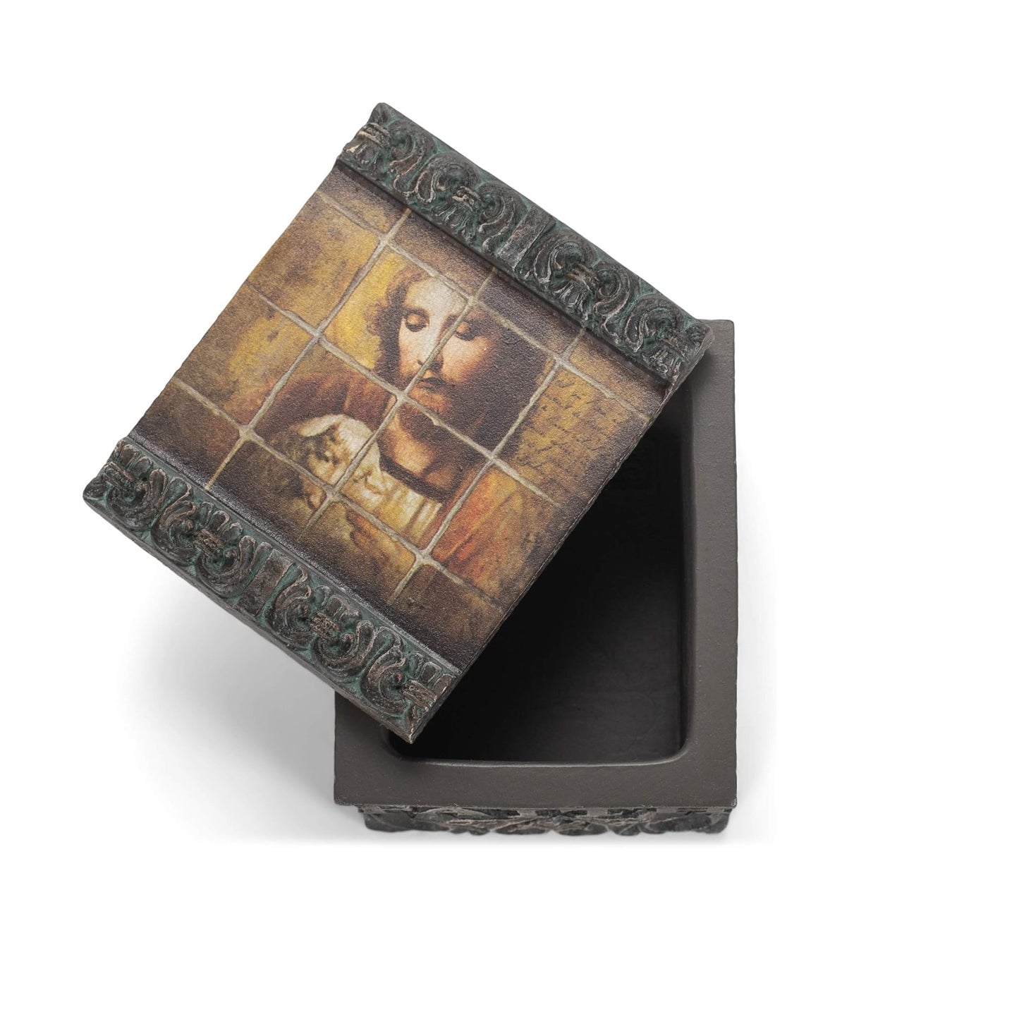 Joseph's Studio Tile Art Jesus and Lamb Keepsake Box, 1.5-Inch Height