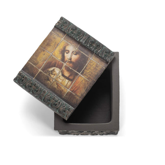 Joseph's Studio Tile Art Jesus and Lamb Keepsake Box, 1.5-Inch Height