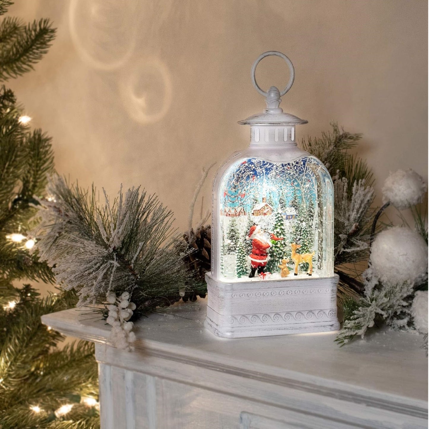 Roman Led Swirl Santa Lantern with Animals