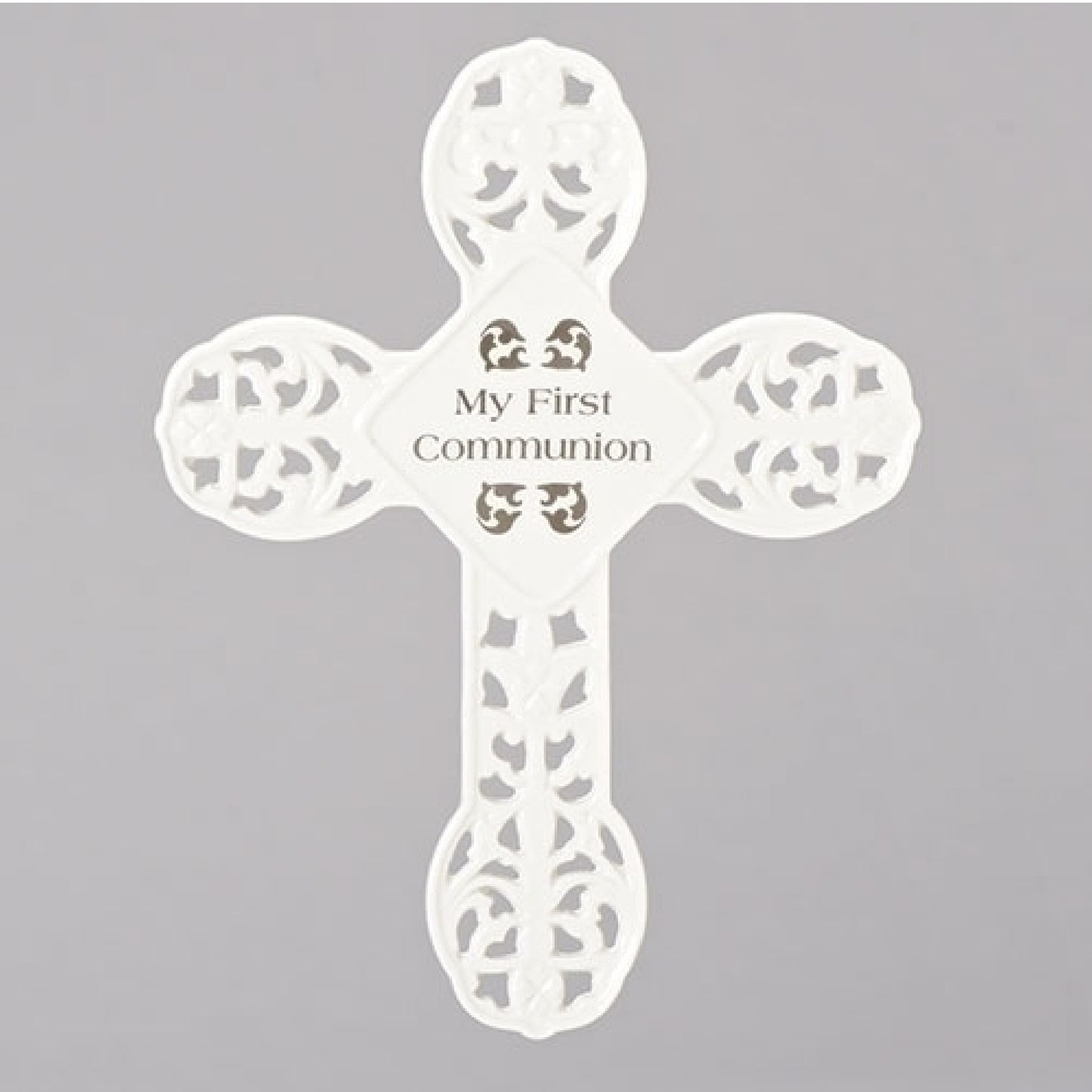 Croix murale décorative en porcelaine blanche de communion par Roman