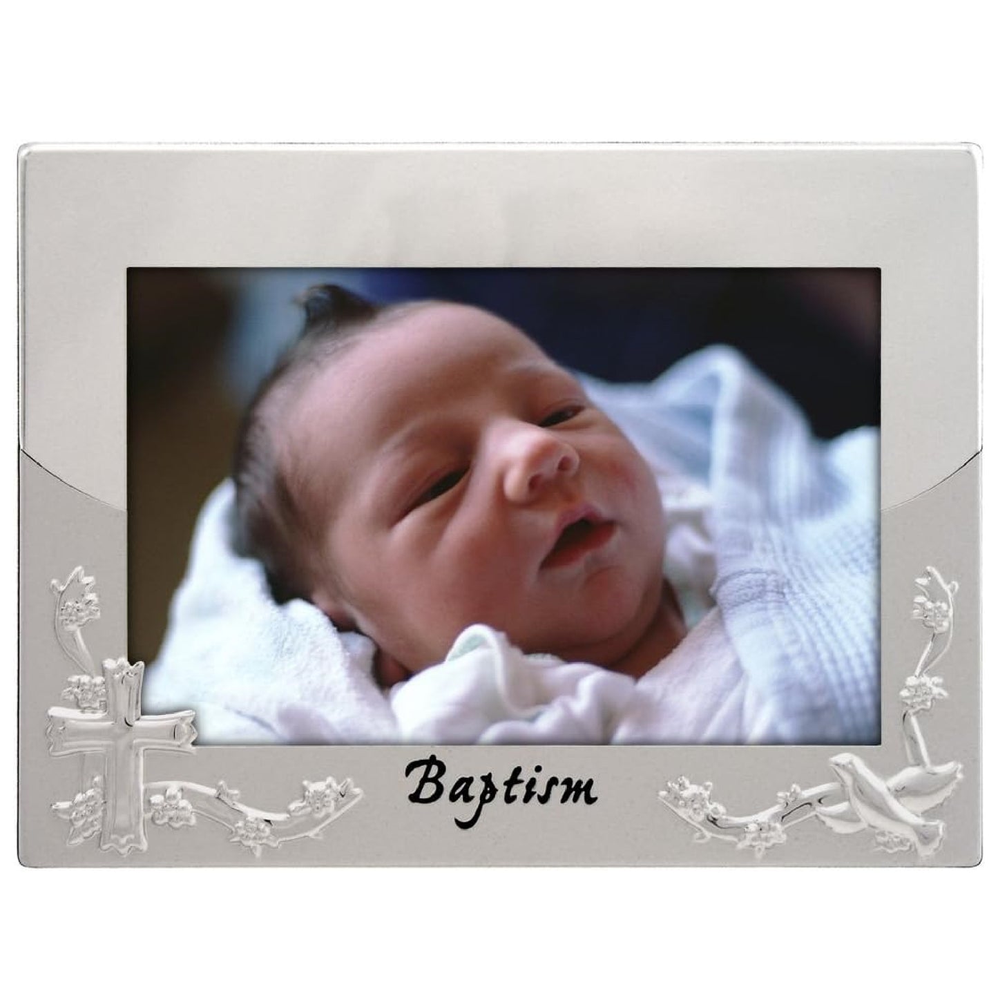 Malden International Designs Baptism Christening Picture Frame, 4x6, Silver