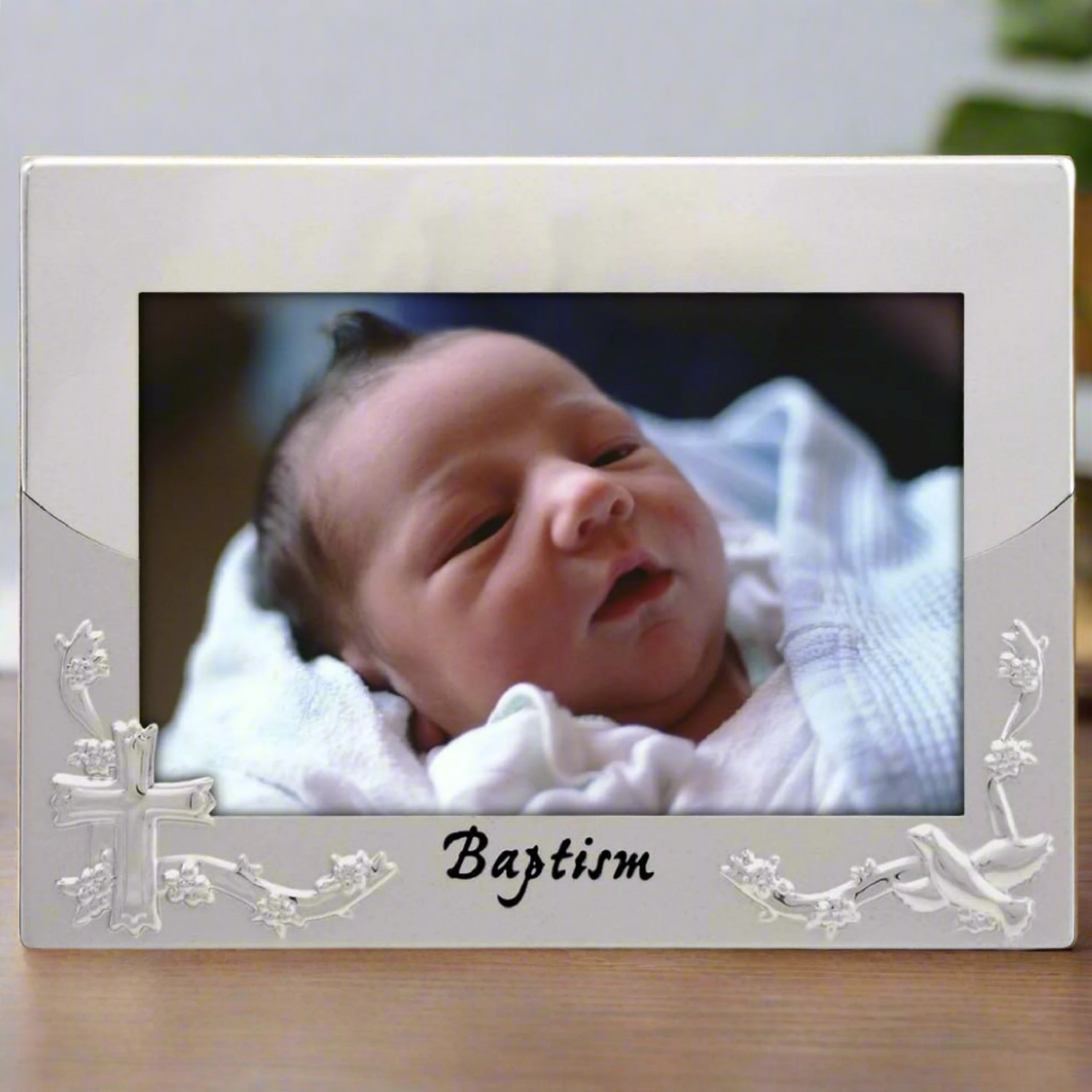 Malden International Designs Baptism Christening Picture Frame, 4x6, Silver