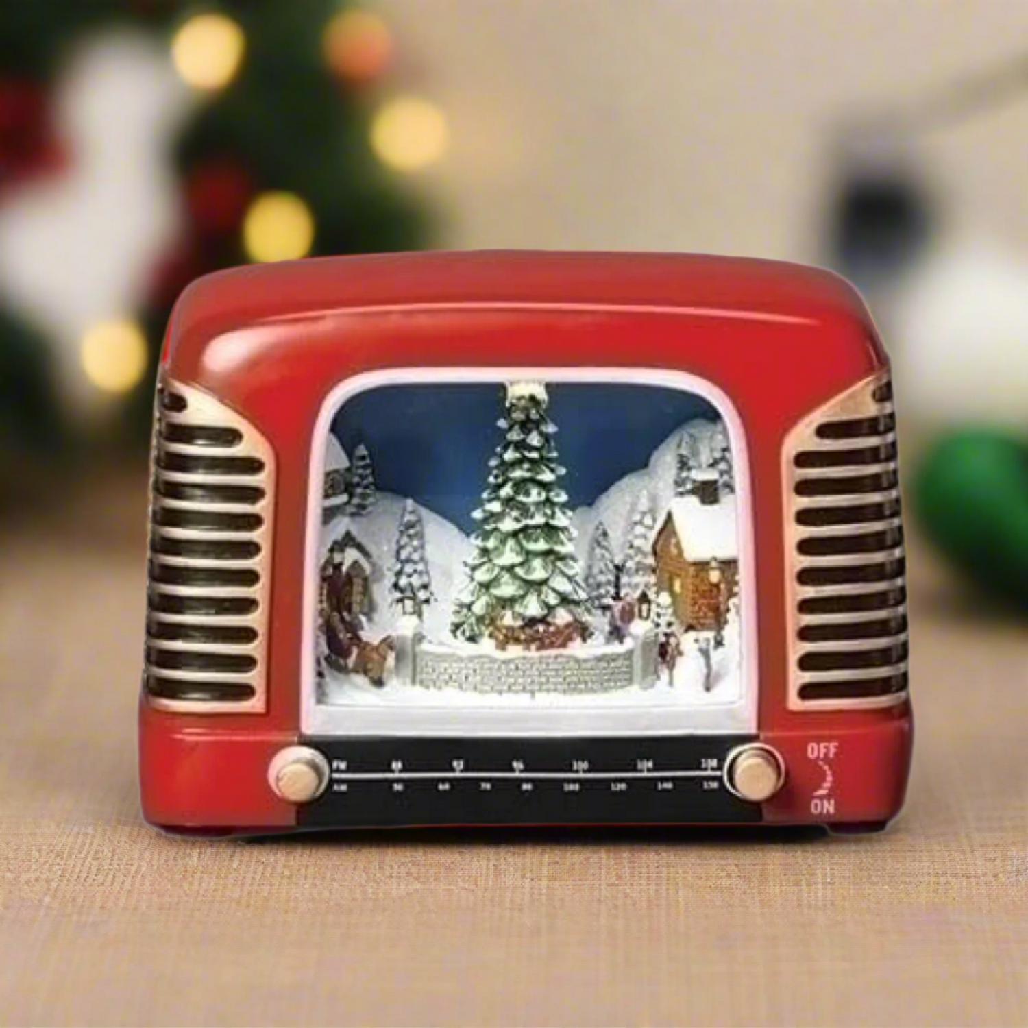 Roman 5 Inch H Lighted Musical Radio, Vintage, Character Rotation