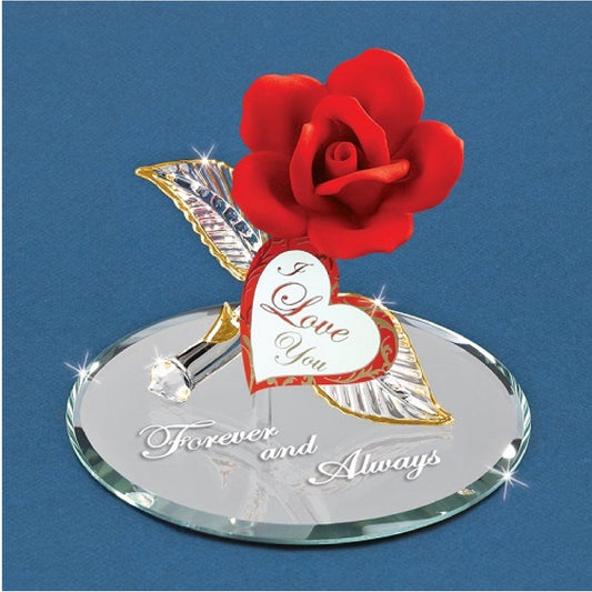 Glass Baron "Forever And Always" Red Rose Figurine