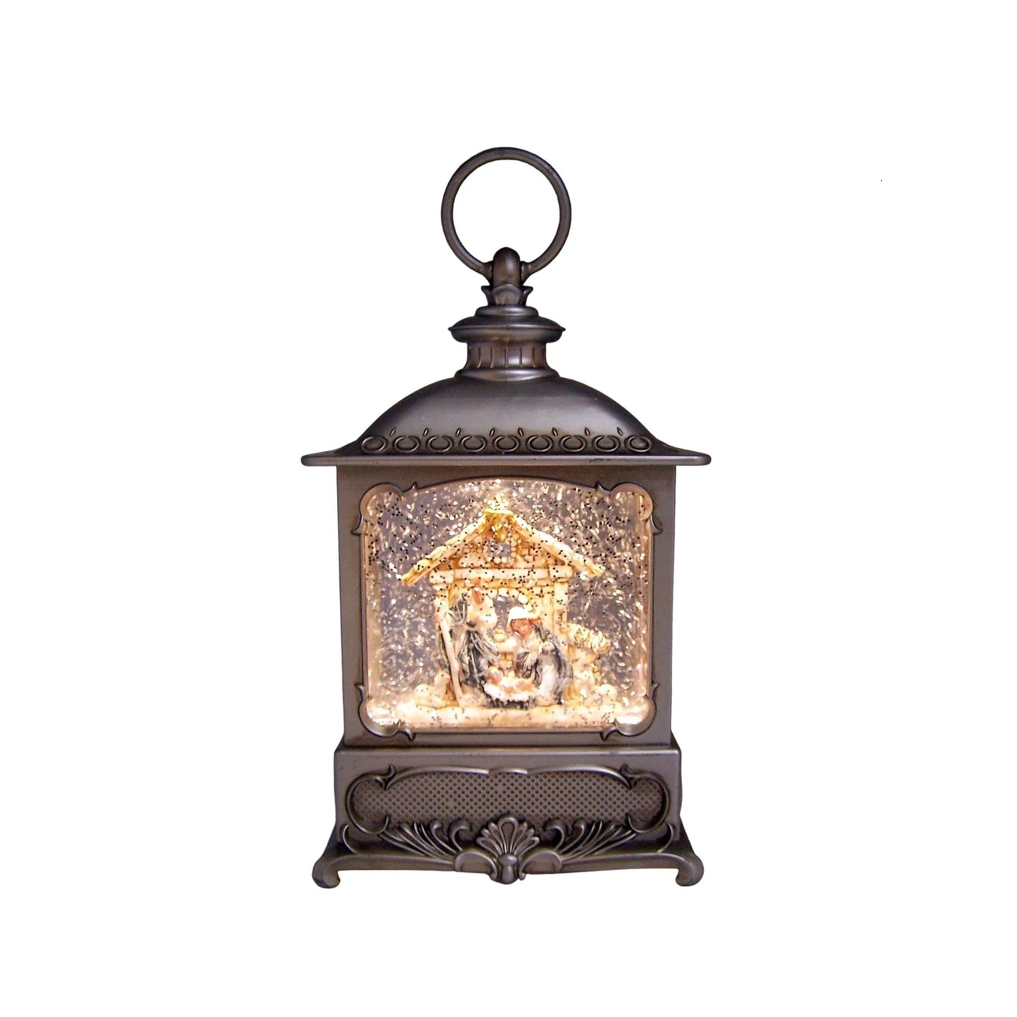 Roman Holy Family Pewter Led Swirl Lantern