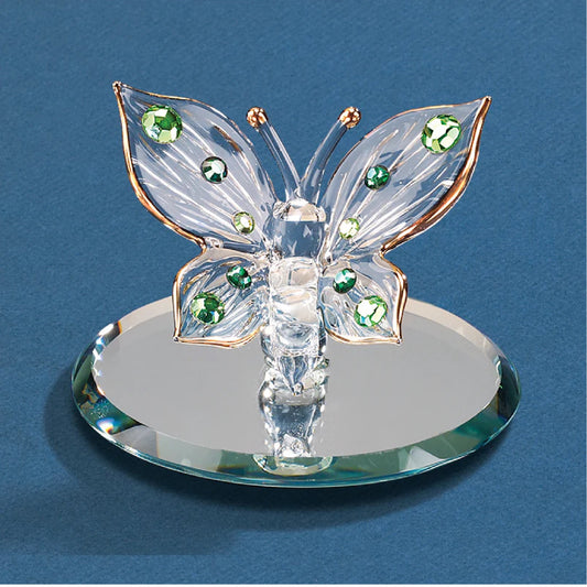Glass Baron Green Crystals Butterfly Figurine
