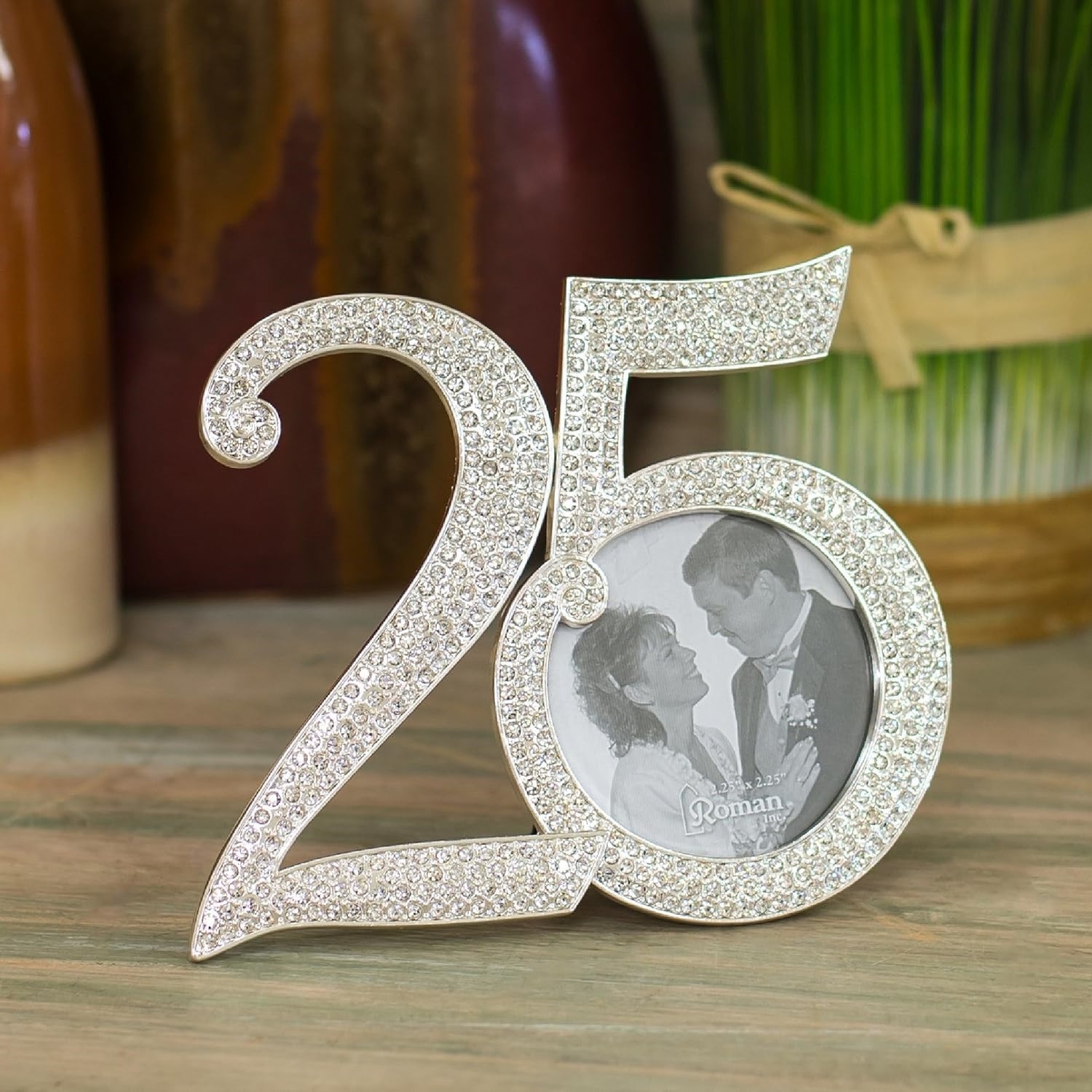 Roman 25th Rhinestone Frame by Caroline Collection