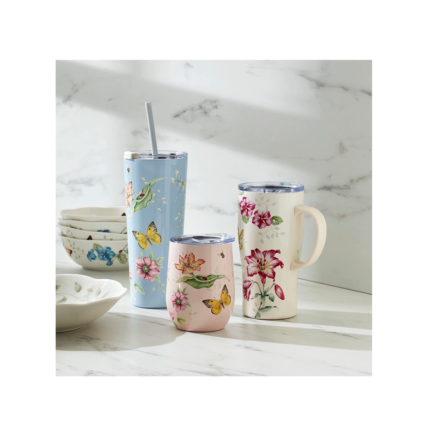 Lenox Butterfly Meadow Blue Thermal Travel Mug