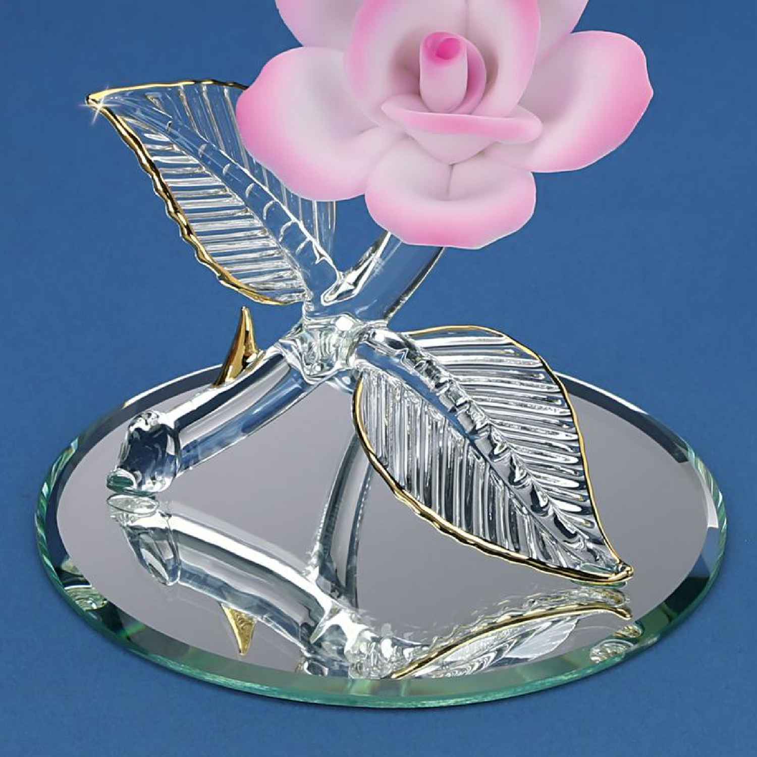 Glass Baron Butterfly Pink Rose Figure