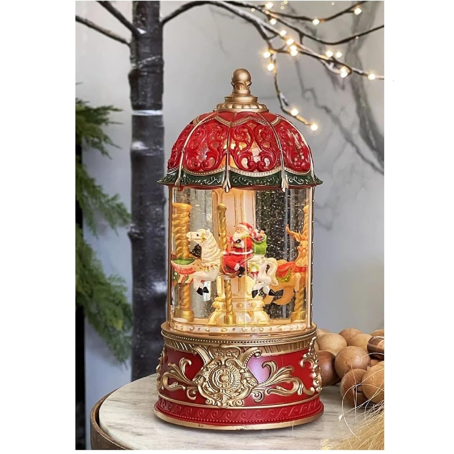 Roman Santa & Reindeer Swirl LED Carousel