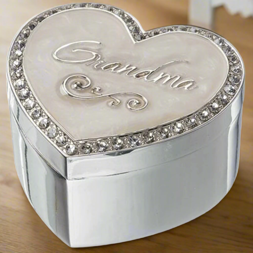 Caroline Collection Grandma Jeweled Heart Jewelry Trinket Keepsake Box