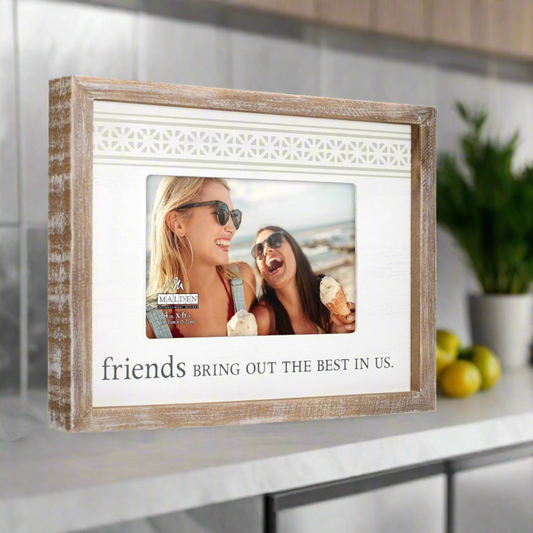 Malden "Friends Bring Out The Best In Us" Rustic Border Photo Frame