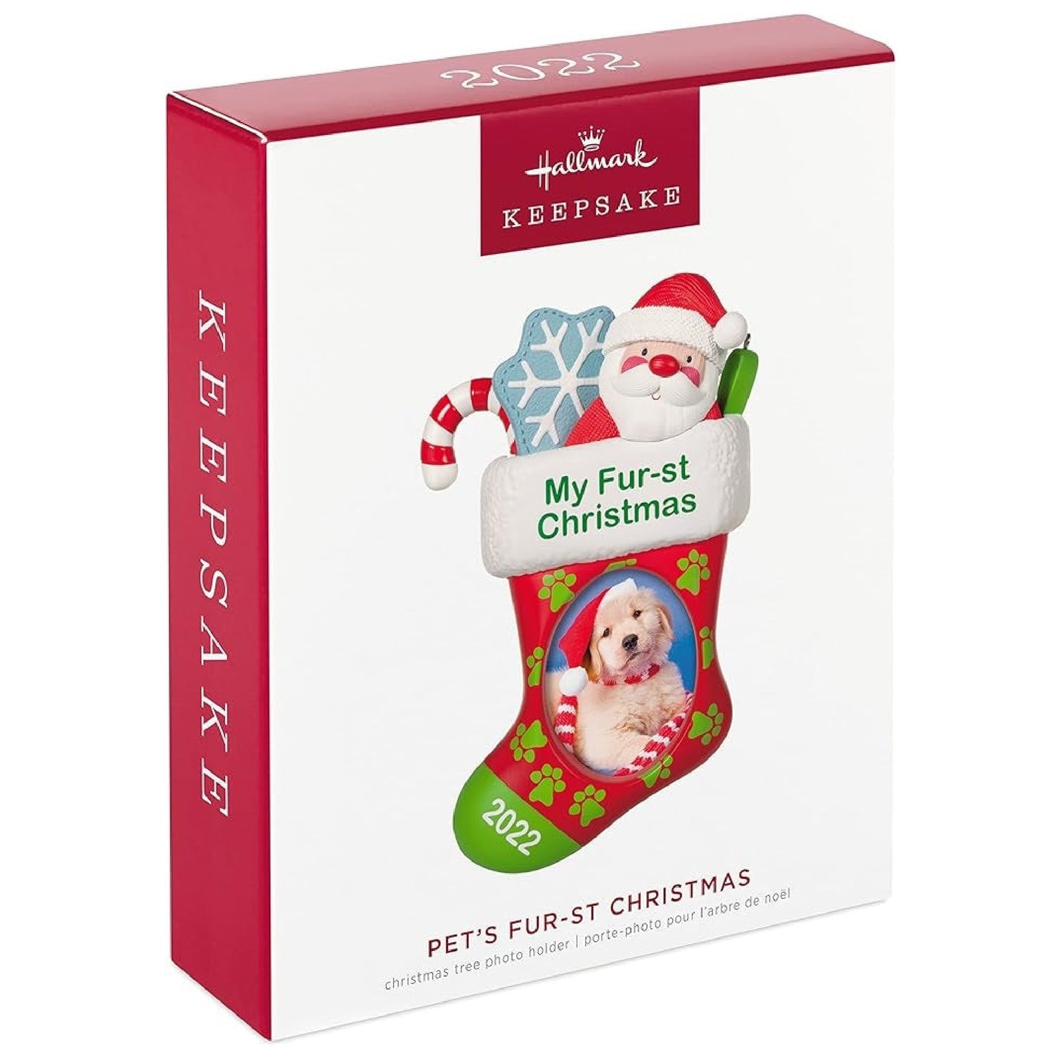 Hallmark Keepsake Ornament 2022 Pet's Fur-st Christmas Stocking Photo Frame