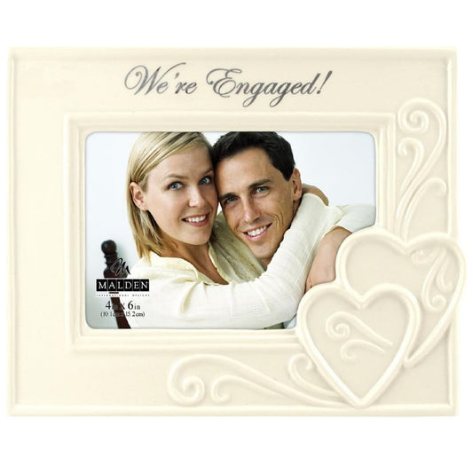Malden We're Engaged White Porcelain 4" x 6" Picture Frame