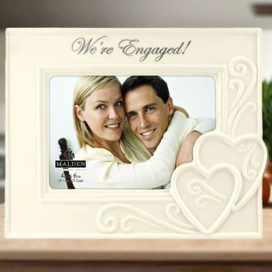 Malden We're Engaged White Porcelain 4" x 6" Picture Frame