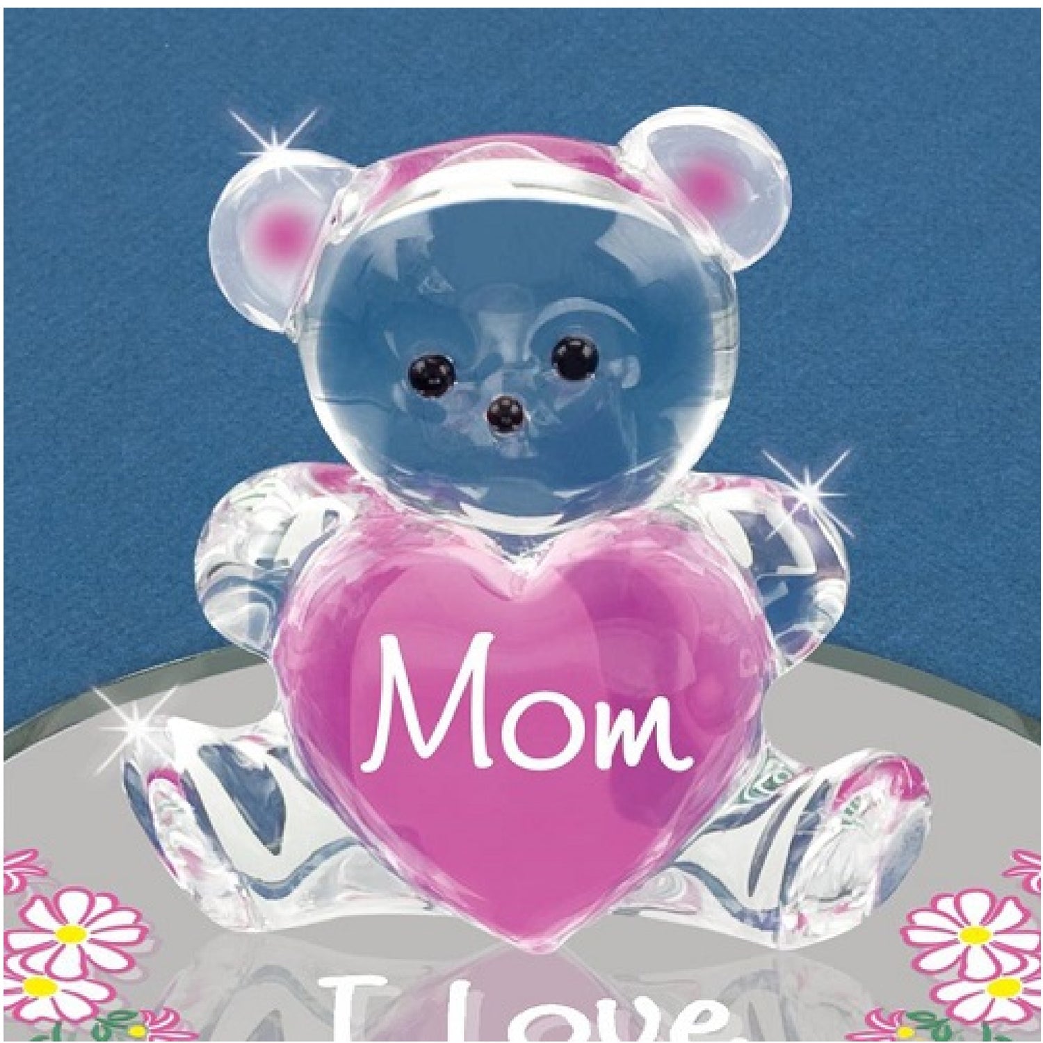 Glass Baron "Mom, Love You" Bear Figurine