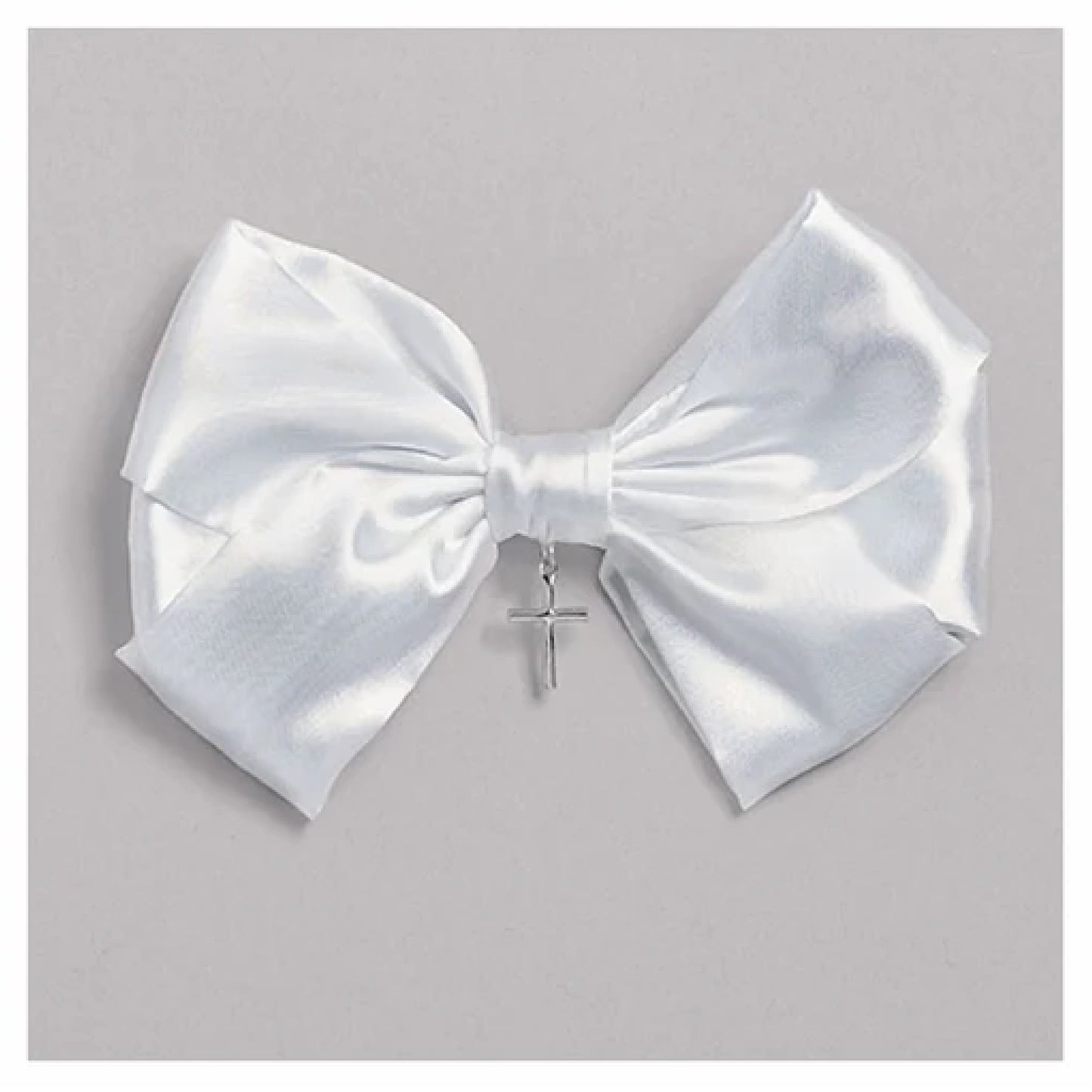 Suzy White Hair Bow with Cross by Roman