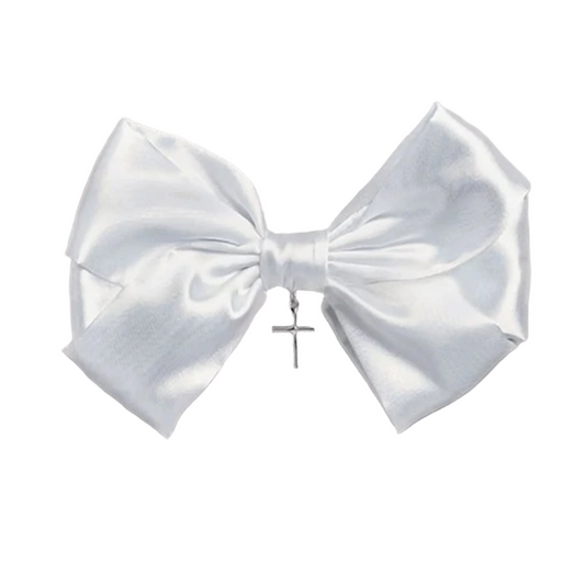 Suzy White Hair Bow with Cross by Roman