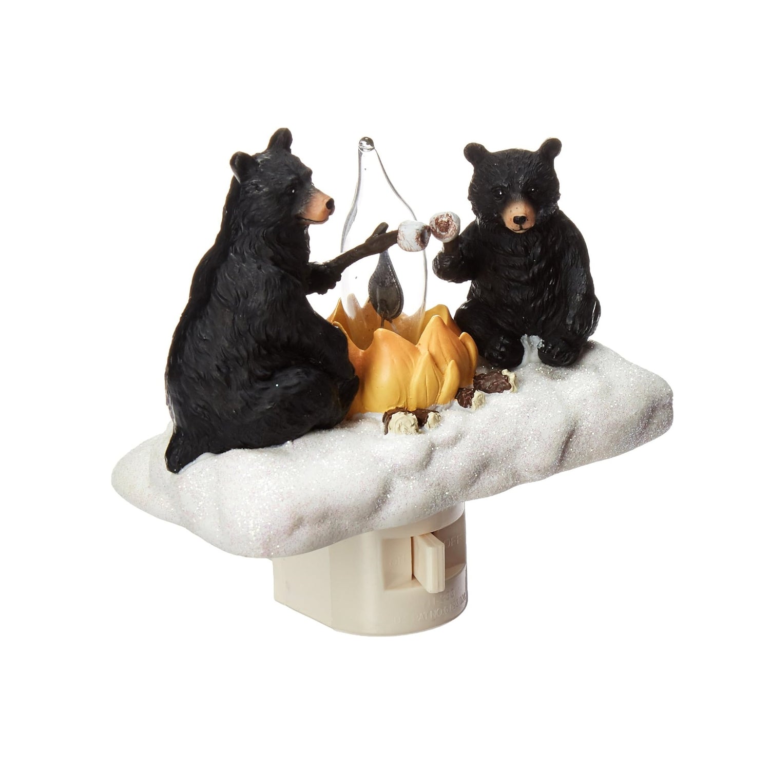 Roman Black Bear Campfire Marshmallow Flickering Night Light