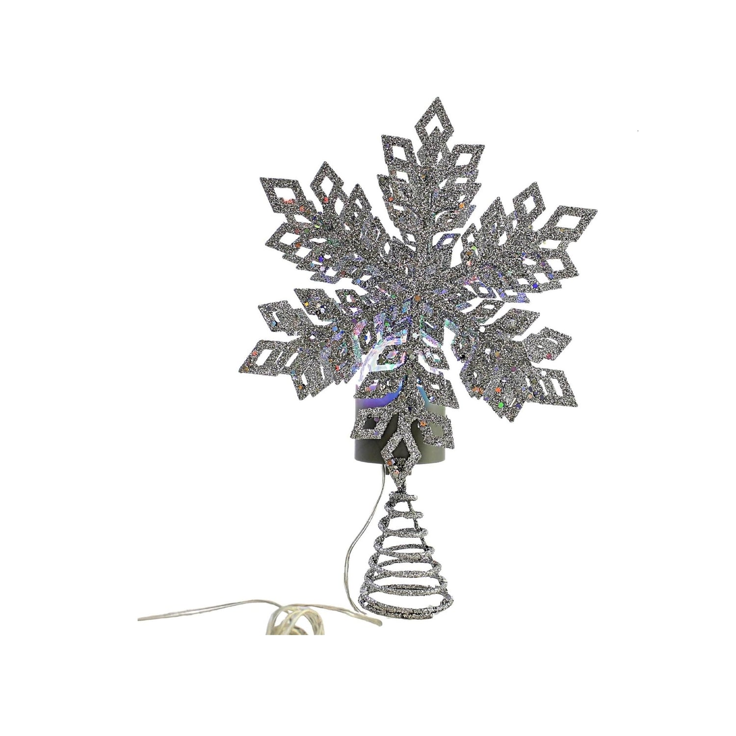 Roman LED Tricolor Snowflake Treetop Plug-in with Timer Metal