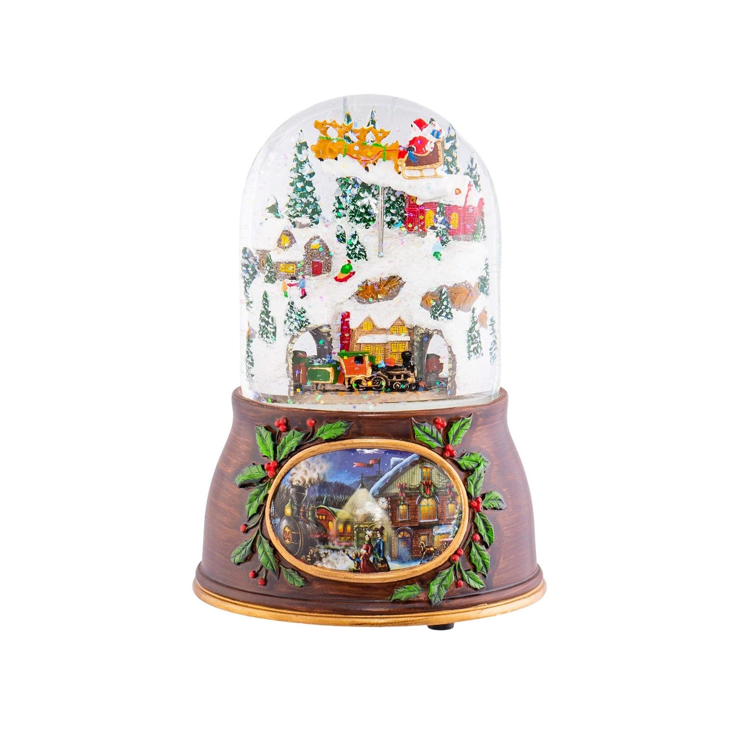 Roman Santa Musical Glitterdome Village With Revolving Train