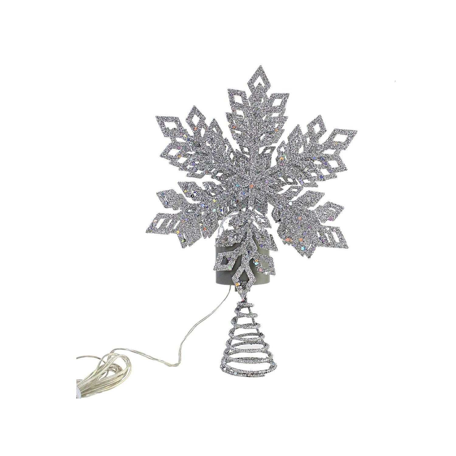 Roman LED Tricolor Snowflake Treetop Plug-in with Timer Metal