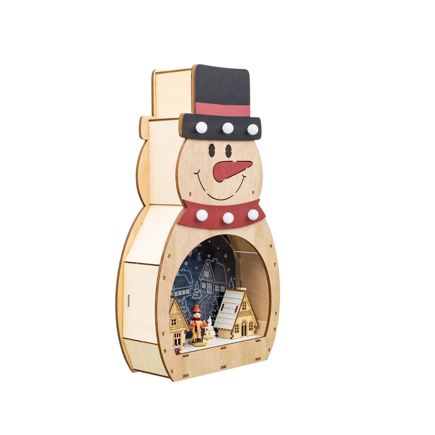 Roman 15.75" LED Wood Snowman with Town