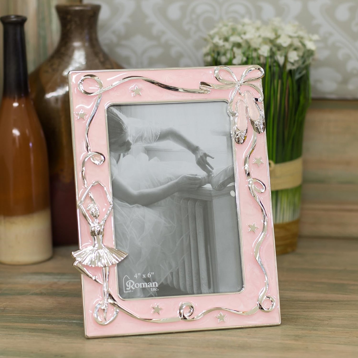 Roman Pink and Silver Ballet Picture Frame, 4x6