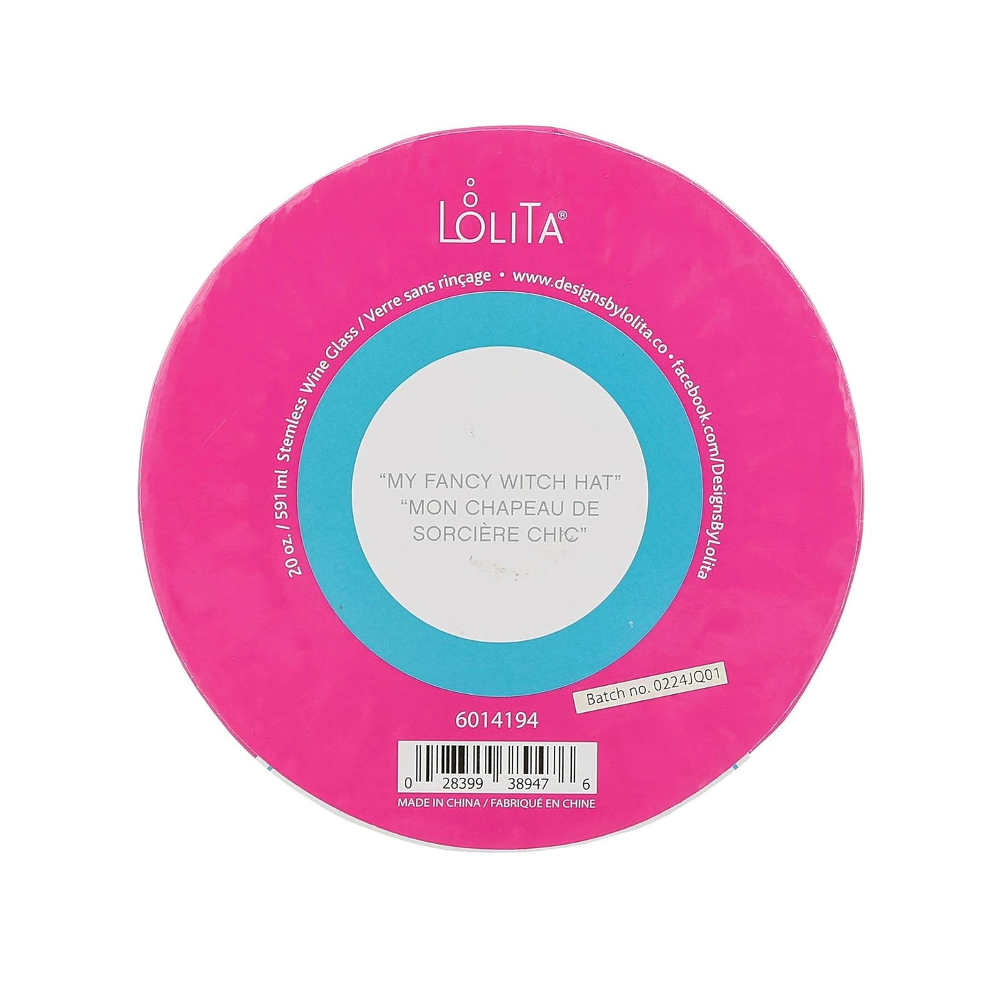 Lolita Halloween My Fancy Witch Hat Hand-Painted Stemless Wine Glass