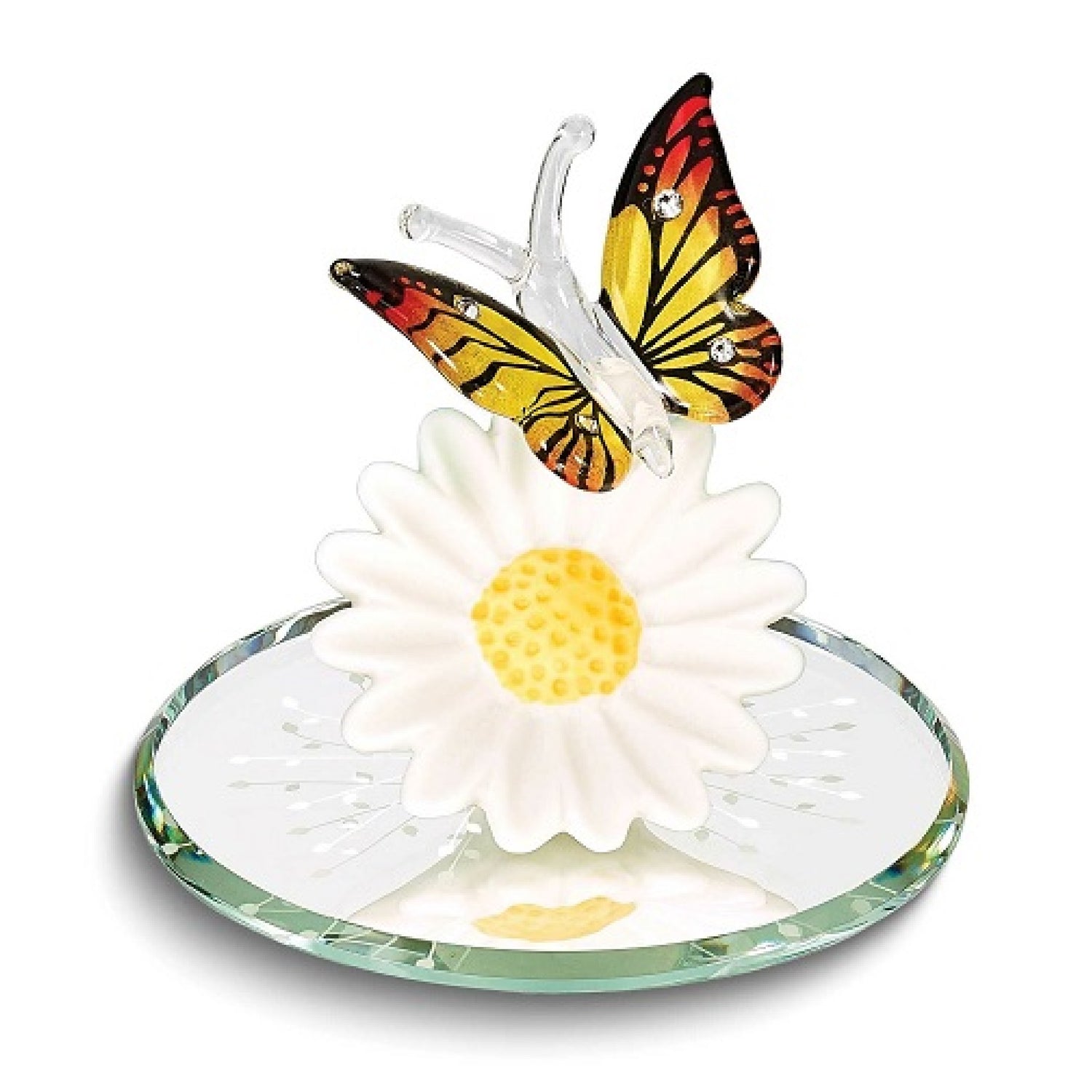 Glass Baron Daisy with Monarch Butterfly