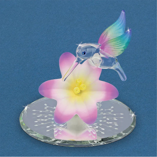 Glass Baron Hummingbird with Lavender Lily Figure