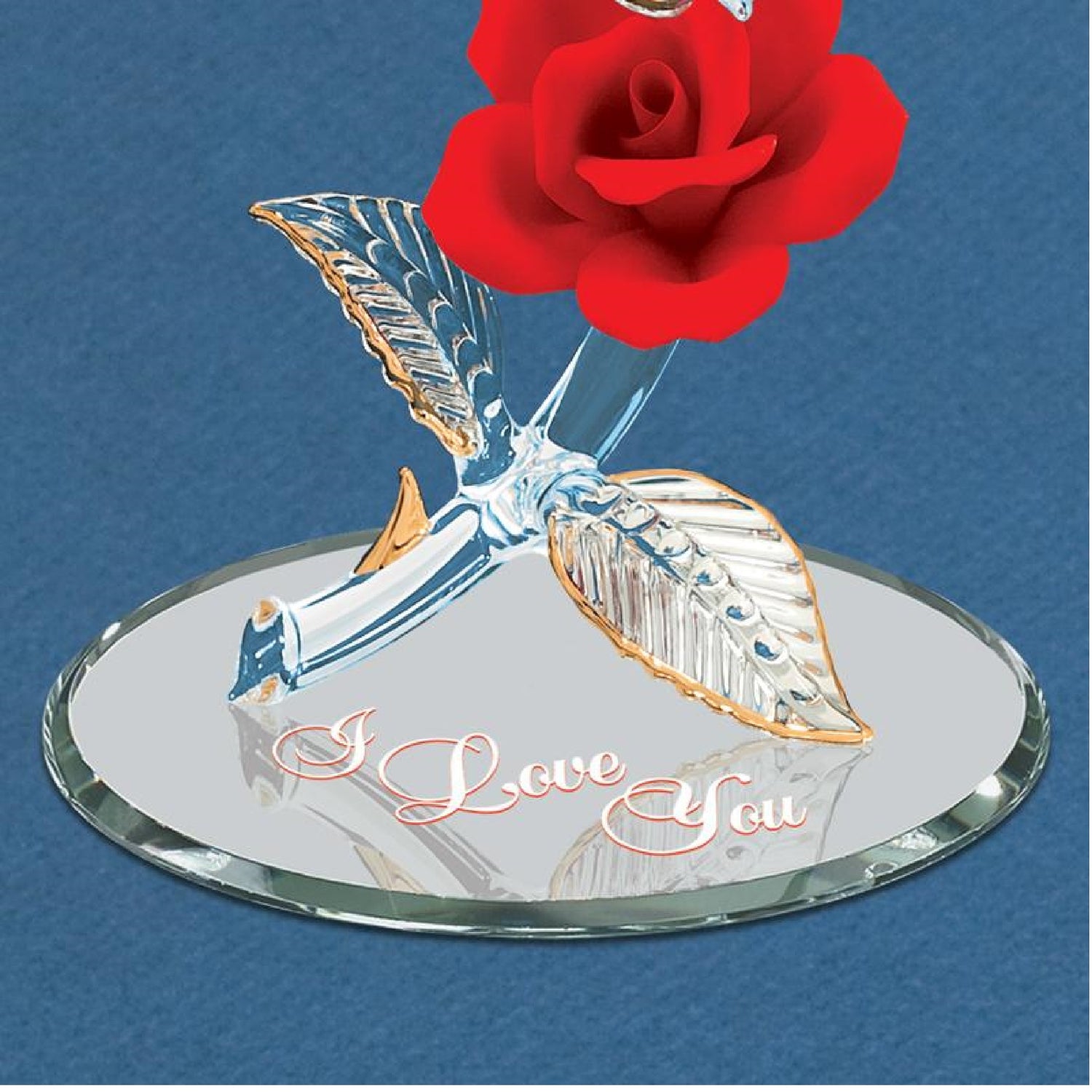 Glass Baron Butterfly with Red Rose " I Love You " Figure
