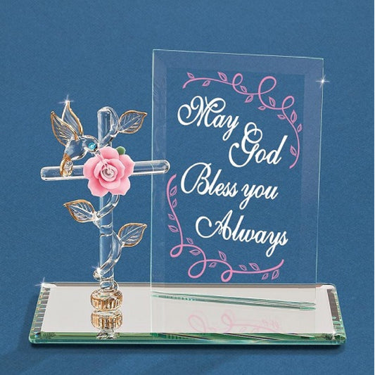 Glass Baron May God Bless You Always Cross Plaque