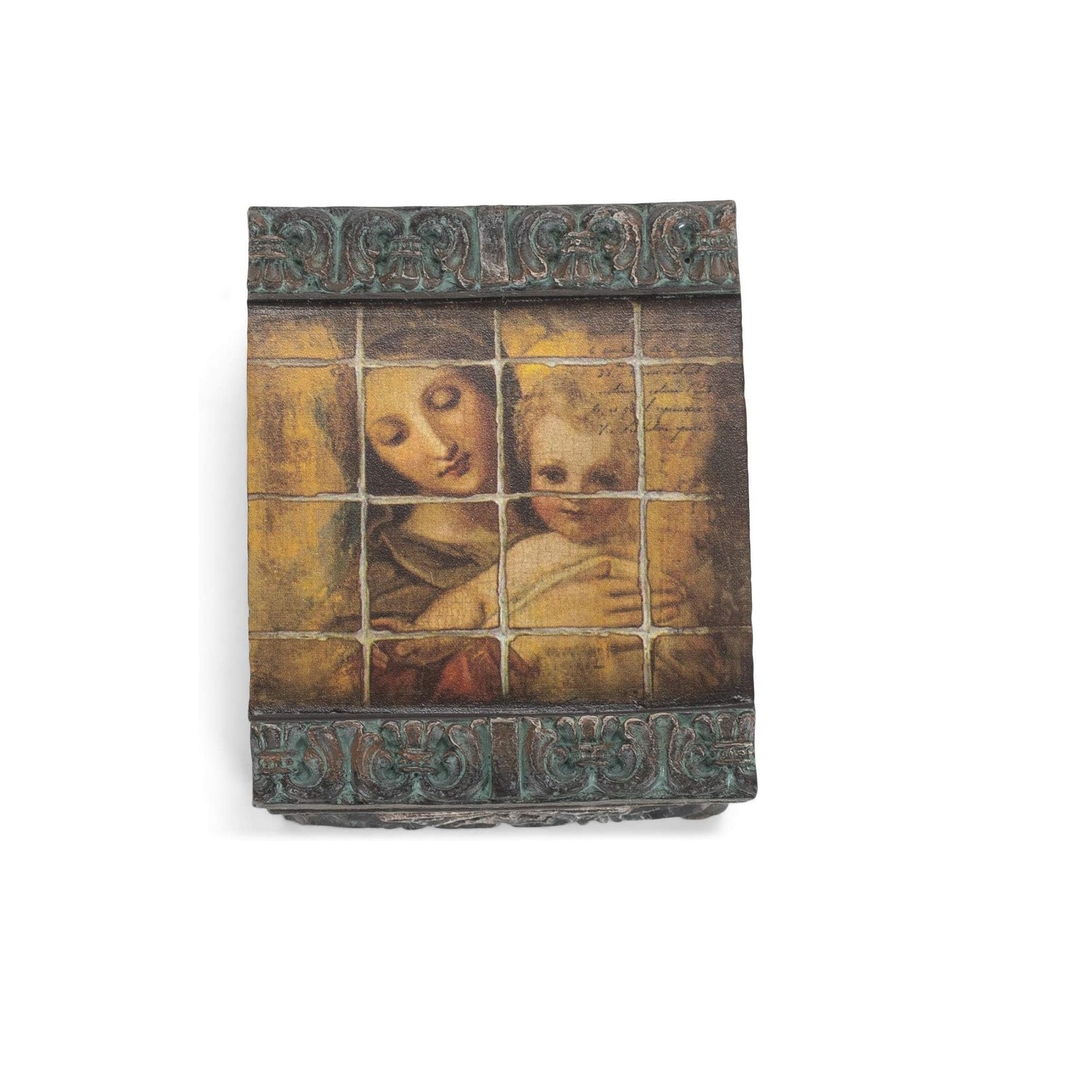 Made from Resin, High Level of Joseph's Studio Tile Art Madonna and Child Keepsake Box, 1.5- Inch Height