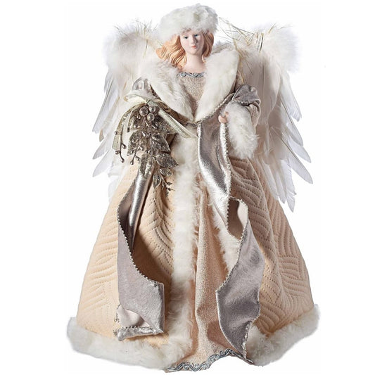 Roman 16" Beige and Gold Angel Christmas Tree Topper Unlit
