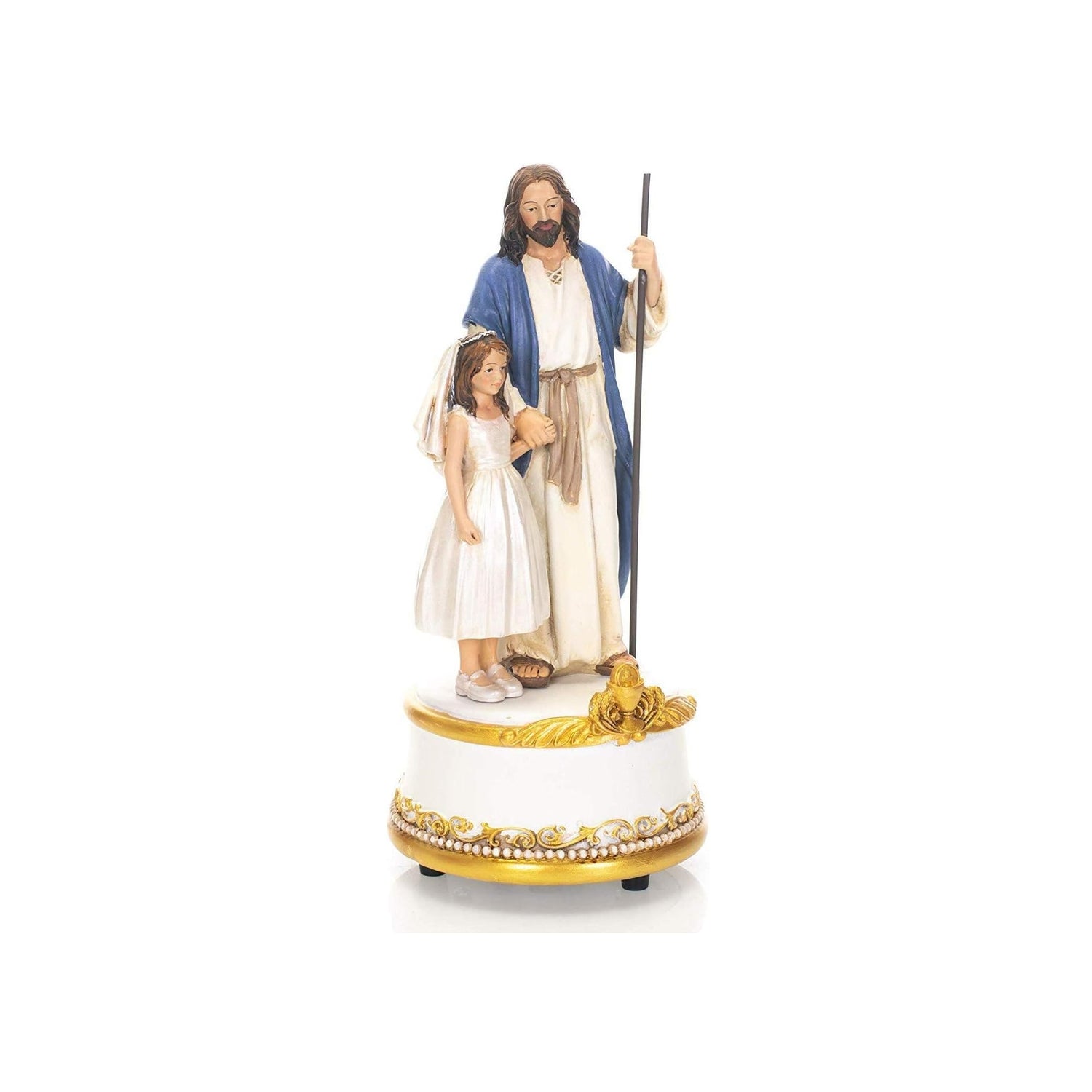 Jesus with Communion Girl Music Box by Roman