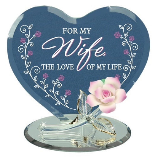 Glass Baron Rose "For My Wife" Pink plaque