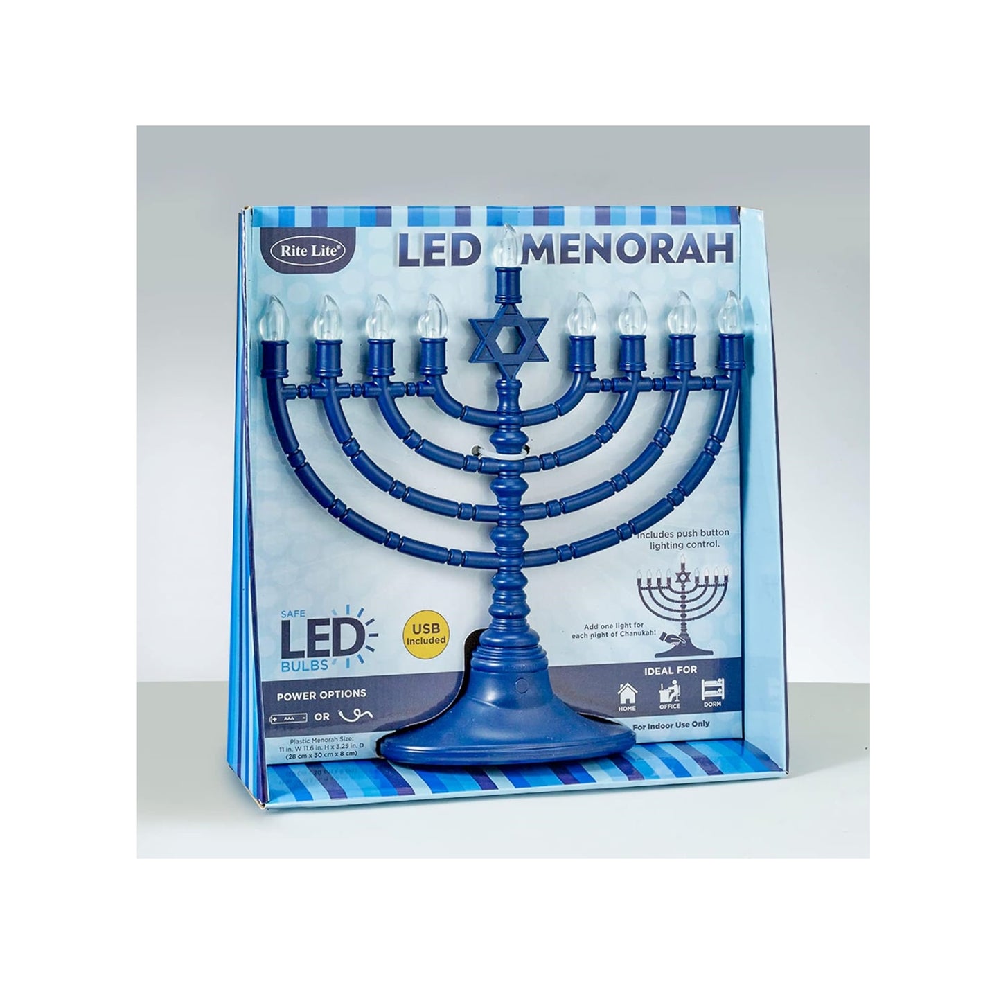 LED Battery Operated Menorah - Blue